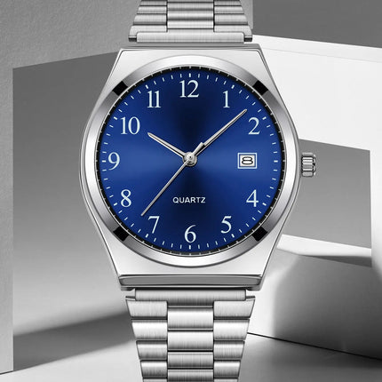 LUCKY FOX - Orologio da polso elegante e minimalista in acciaio inossidabile con quadrante nero - Cronometraggio preciso per tutti i giorni platinumshop