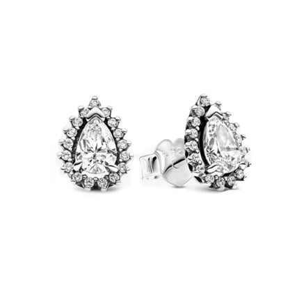 2025 Orecchini a cerchio in cristallo per le donne Orecchini gioielli Farfalla rosa Bule Moon Star Orecchini originali in argento sterling 925 platinumshop