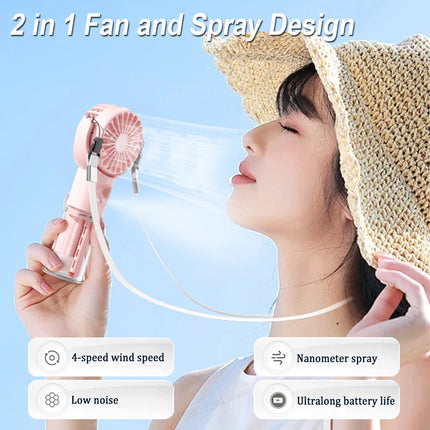 Ventilatore portatile per nebulizzazione d'acqua Mini ventilatore portatile ricarica USB 4 velocità ventole Spray per collo appese piccolo ventilatore portatile portatile portatile