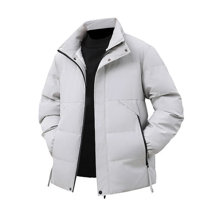 Winter Stand Collar Down Jacket Men Warm Plush Cotton Clothes Comfortable Versatile Parkas Thickened Fleece Lined Puffer Jackets