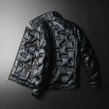 2022 Motorcycle Zipper Duck Down Jacket Men High Quality 90% White Duck Down Coat Lapel Vintage Black Down Jacket Men Clothing