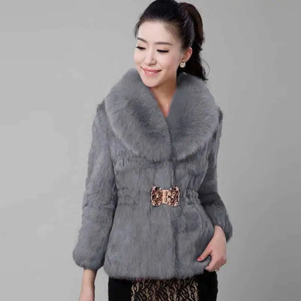 Oversize Women's Winter Plush Coat Female Thick Fur Warm Jackets 2024 New V-neck Faux Fur Collar Clothes Comfort Furry Coats