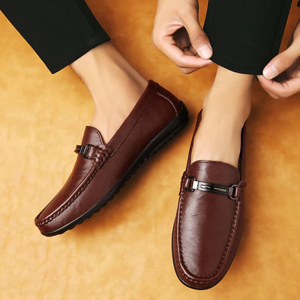 Eleganti Mocassini Estivi in Pelle per Uomo, Scarpe Casual alla Moda, Leggere e Antiscivolo, Slip-on, Scarpe da Passeggio Primaverili ed Estive