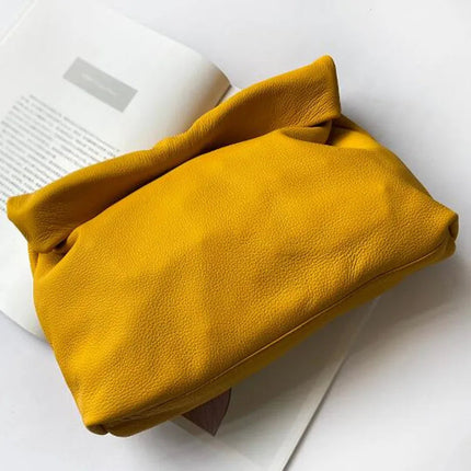 Personality roll-edge leather bag  lazy casual leather soft bag  Phone Women High Quality holding red large bag luxury designer PlatiNum