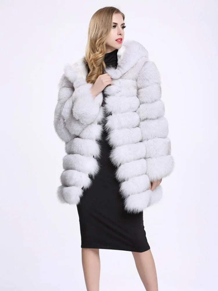 ZADORIN Winter Luxury Faux Mink Fur Coat Hooded Women Thick Warm Fluffy Faux Fur Jacket Ladies Coats Black Pink Fur Coats Top