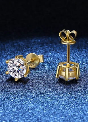 Orecchini a lobo QMSHR con moissanite da 0,5-2 carati, placcati oro giallo 18K, in argento 925, per matrimonio, gioielli da donna e uomo con certificato GRA platinumshop