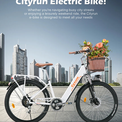Bicicletta Elettrica Cityrun per Adulti, 26 Pollici, Unisex, Motore 250W, Batteria 36V/10Ah, Velocità Massima 25 km/h, Pedalata Assistita, Autonomia 70-90 km.