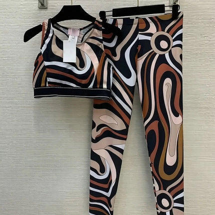 Nuovo Set Yoga da Donna 2026 con Fascia Marrone e Logo Firmato, Completo Sportivo da Donna di Marca Designer, Abbigliamento da Spiaggia platinumshop