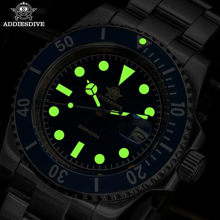 ADDIESDIVE 41mm AD2054 Men's Watch Diving Japanese Quartz Movement 200m Waterproof 316L Stainless Steel Ceramic Bezel Luminous