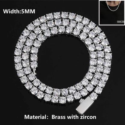 Gioielli Hip Hop Cubic Zirconia ghiacciata Catena da tennis ghiacciata Collana bling placcata oro 18 carati per le donne Logo laser personalizzato gratuito