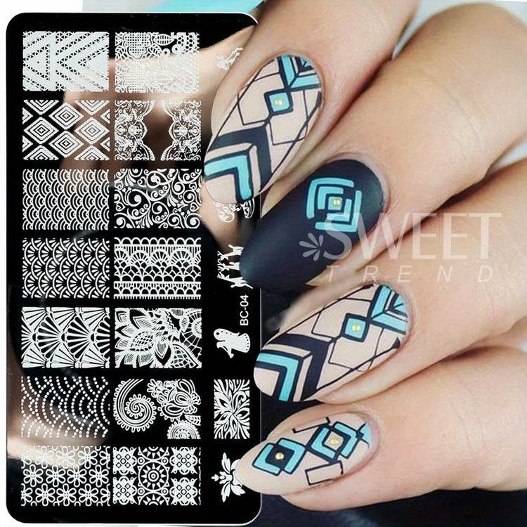 5 Sheets Lace Flowers Nail Stamping Plates Mandala Geometric Nail Art Stamp Templates Polish Printing Stencils Manicure Tools