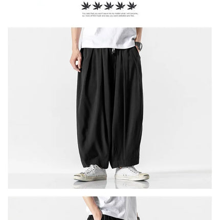 Pantaloni a Gamba Larga da Uomo Oversize Comodi Stile Harajuku Jogger Casual Moda Larga Elastico in Vita Streetwear