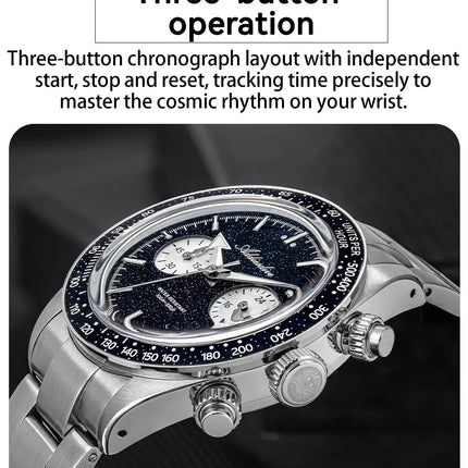ADDIESDIVE Luxury Mens Watch New AD2558 VK64 Quartz Chronograph Stainless Steel Blue Sandstone Dial Luminous 100M Waterproof