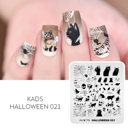 KADS Halloween Nail Stamping Plates skull Pumpkin Bat Template Stencils Nail Art Stamp Image Plate Manicure Nail Print Tool
