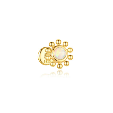CANNER 1PC 925 Sterling Silver Exquisite Crown Opal Piercing Earring for Women Ear Studs Cartilage Earring Body Jewelry Gift PlatiNum