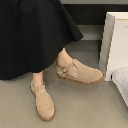 DIMANYU Women's Retro Roman Baotou Sandals, New Summer 2026 Models, Frosted Genuine Leather, Women's Flat Shoes, Perforated Sandals