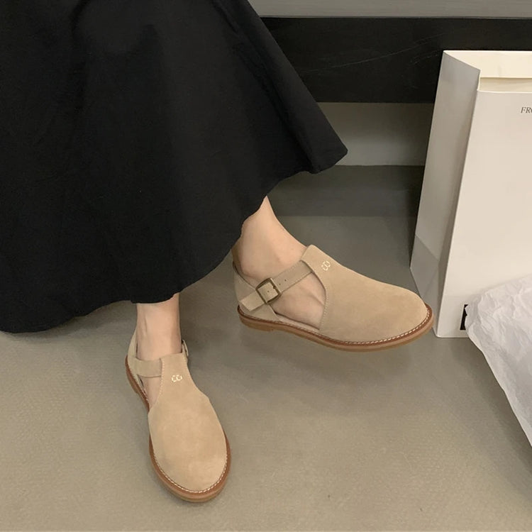 DIMANYU Sandali Retrò Romani Baotou da Donna, Nuovi Modelli Estivi 2026, in Vera Pelle Smerigliata, Scarpe Basse da Donna, Sandali Traforati