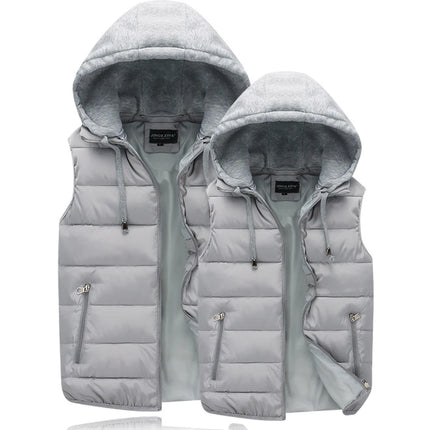 Autumn Winter Mens Warm Down Padded Vests Fashion Men Thermal Windbreaker Waistcoats Men Zipper Hooded Parkas Vests Clothing