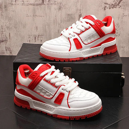 Sneakers Casual Mens Designer Bling Punk Board Shoes Fashion Split Leather Breathable Height Increased Flat Platform Sport Shoes