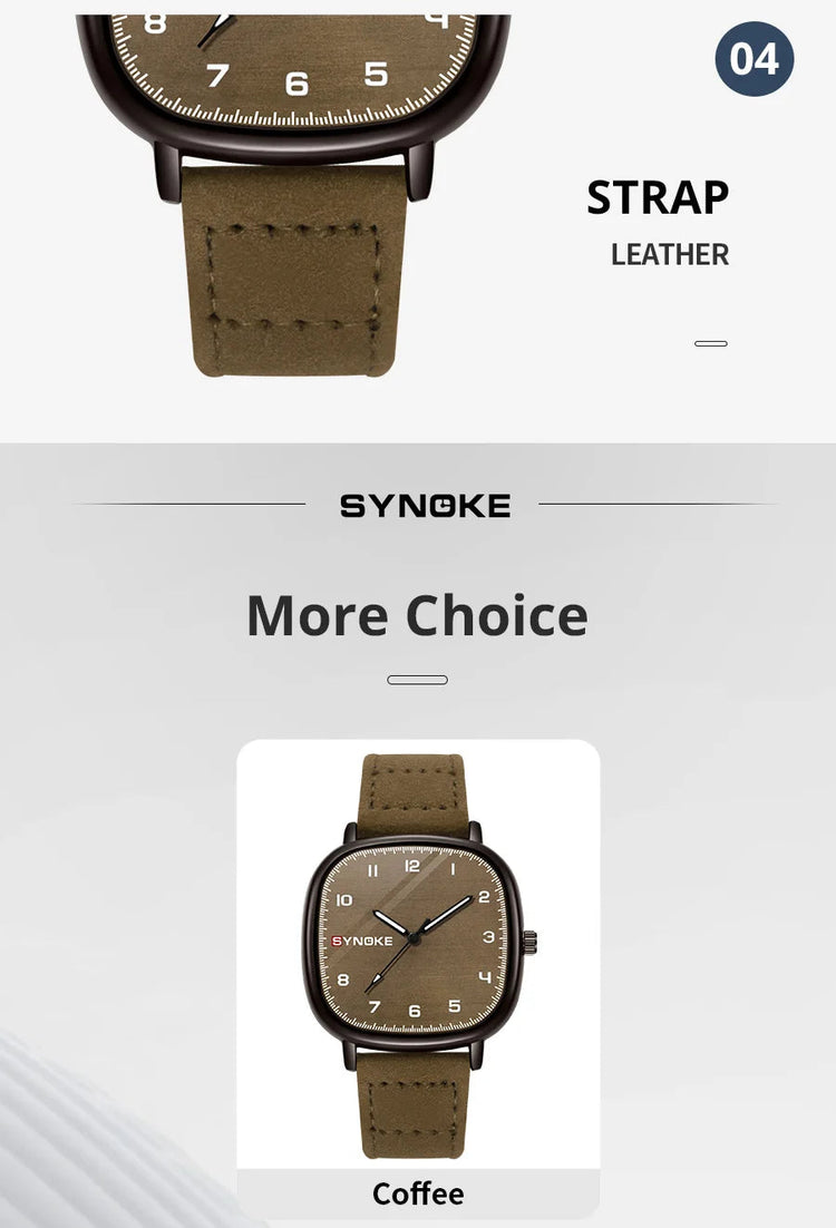 SYNOKE orologio al quarzo da uomo Fashion Simple Business Belt orologio al quarzo per uomo orologio da polso per studenti sport Non meccanico platinumshop