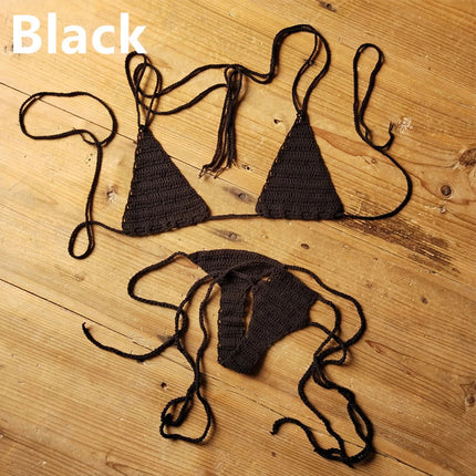 Set Bikini Lavorato a Mano all'Uncinetto, Costume da Bagno Sexy da Donna, Stile Bohémien, Attrezzatura da Nuoto in Cotone, Accessori Sportivi PlatiNum