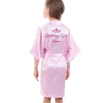 Personalizza Nome Data Ragazza di fiori Kimono Vestaglie Accappatoi da sposa Pigiama Abito per bambini + cintura Camicia da notte Brial Party Kid Robe platinumshop