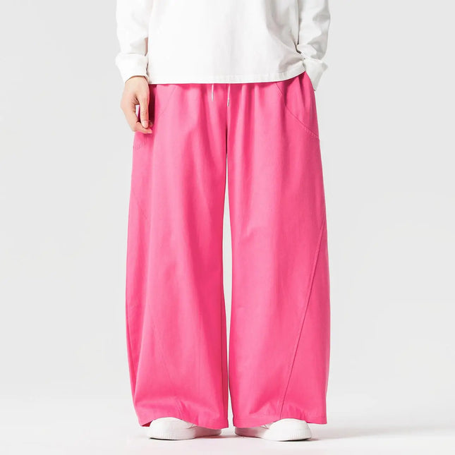 Pantaloni Primaverili 2026 da Uomo, Comodi e Larghi in Cotone, Stile Hip Hop, Tinta Unita, Moda Casual, Gamba Larga, Taglie Forti fino a 5XL