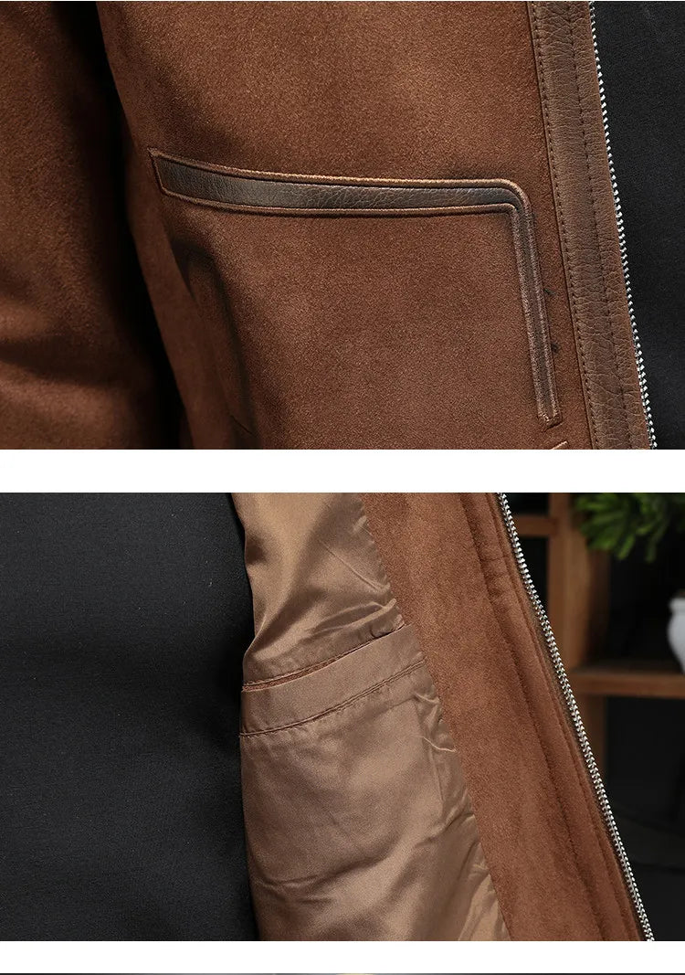Minglu Faux Leather Autumn Winter Men's Jackets Luxury Solid Color Turn Down Collar Zipper Casual Male Coats Man Outerwear 4XL