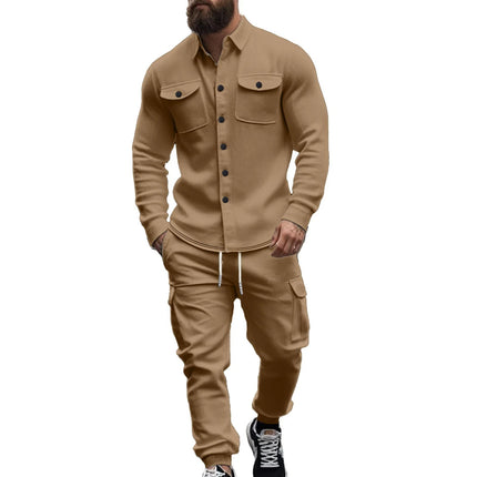 Outdoor Tactical Hunting Jacket for Men, American Heavy Heavy Men's Overalls, lined with Sports Pants, Shirt, 2 Sets PlatiNum