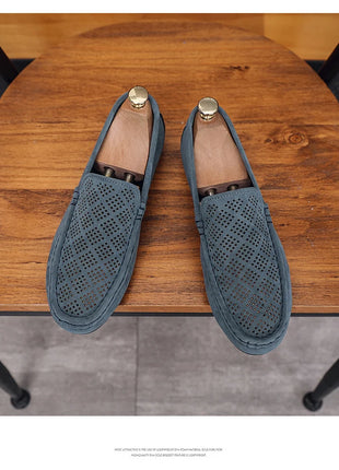 STRONGSHEN scarpe da uomo Casual Luxury Brand Slip on mocassini vuoti in pelle scamosciata mocassini da uomo estate traspirante scarpe da guida da uomo italiane
