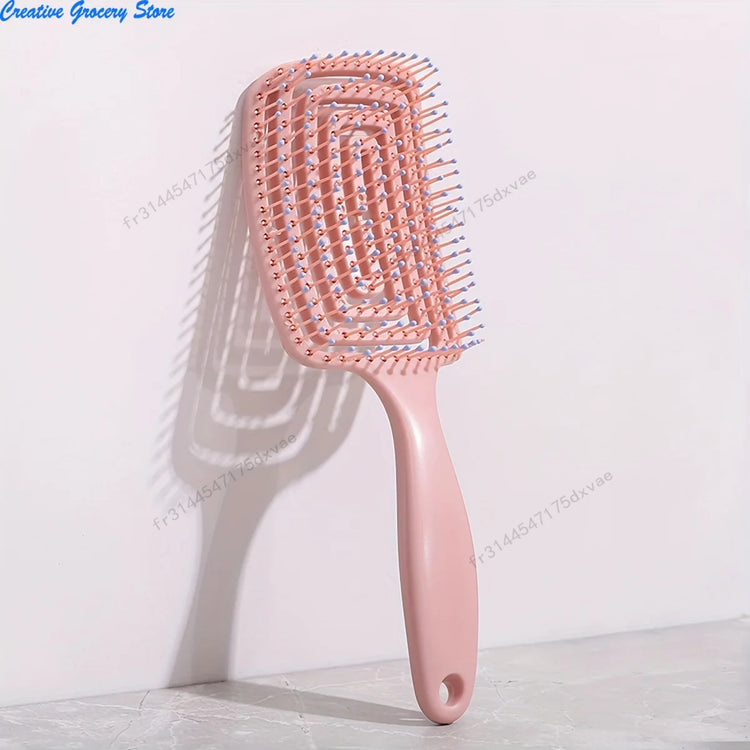 Ladies Ribs Hair Comb Fluffy Comb High Cranium Styling Artifact Long Straight Hair Curl Comb Big Bend Wet and Dry Massage Comb