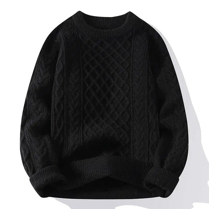 New Trendy Autumn and Winter Jacquard Pattern Pullover Sweater Casual Round Neck Color-Blocking Knit Men's Pullover