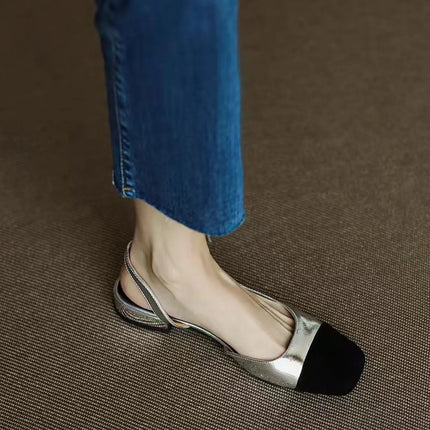Sandali Donna Estivi 2026 Nuovi Colori Misti Ciabatte Slip-on Oro Tacco Basso Sgback Stile Romano Scarpe Casual Basse da Ragazza
