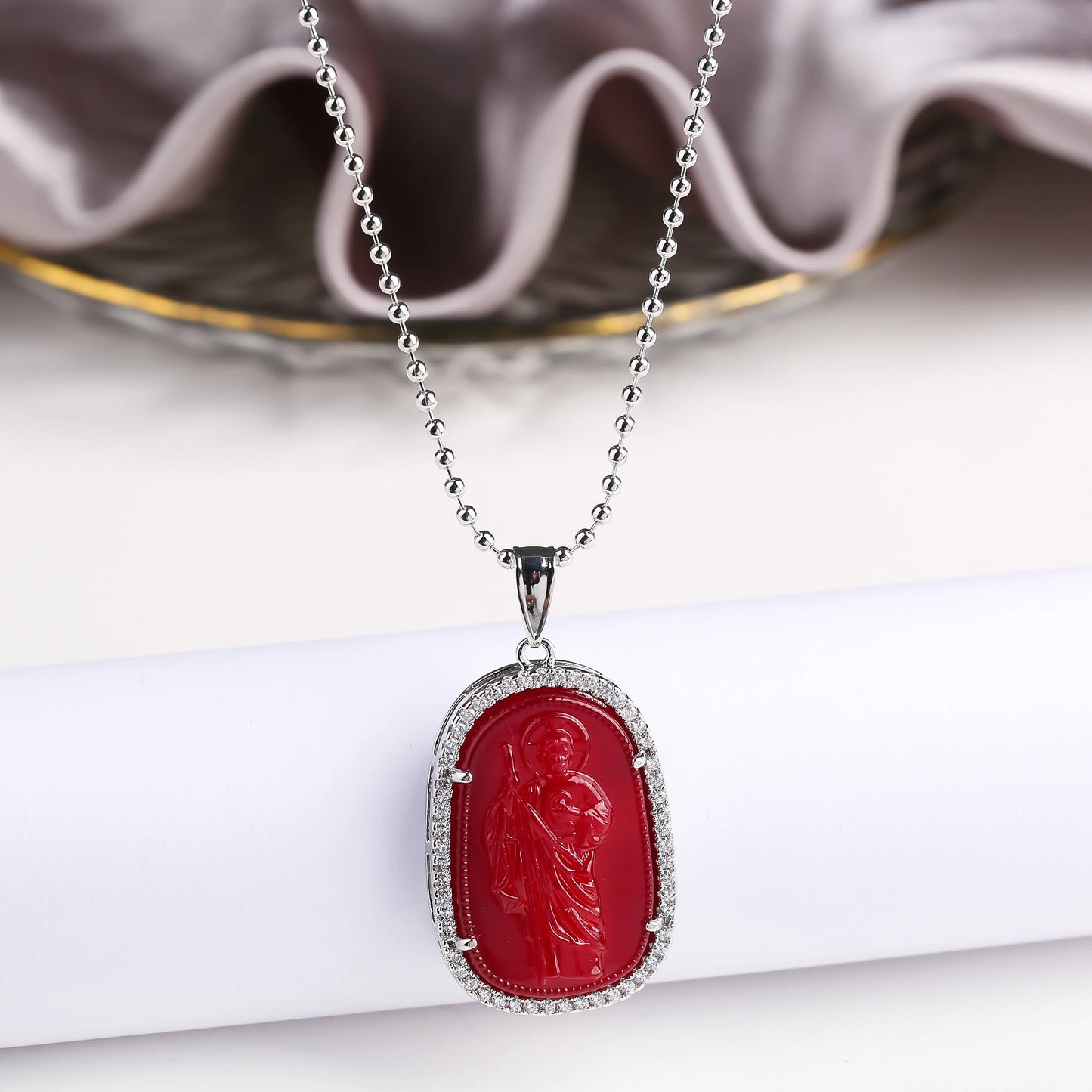 Oro/argento vendita calda stile religioso placcato oro St. Jude zircone collana pendente personalizzato per uomo donna regalo gioielli festa