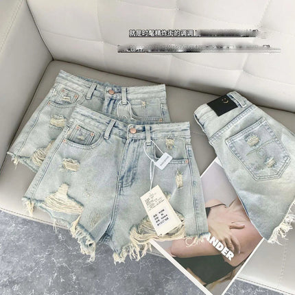 Women's Casual Denim Shorts Light Blue Y2K Harajuku High Street Aesthetic Fashion Retro Slim Short Jeans Clothing 2026 New
