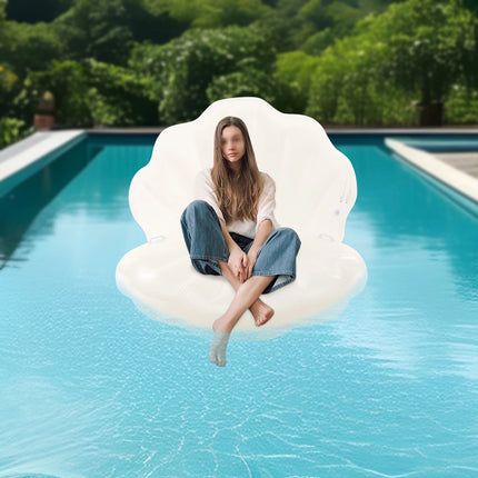 Galleggiante gonfiabile per piscina con conchiglia, lettino da spiaggia portatile in PVC da 120 * 120 * 120 cm, fila galleggiante con conchiglia per bambini adulti con palla di perle e 2 maniglie