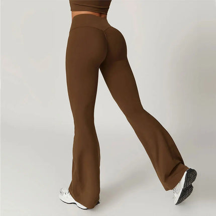 Flare Leggings Yoga Pants Women Bell-bottoms Yoga Tights High Waist Fitness Pants Stretch Gym Workout Sports Push Up Leggings PlatiNum