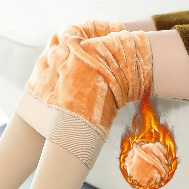 Fleece Lined Tights Women Winter Thermal Leggings Polar Skin Black Opaque Stockings Thick Warm Pantyhose Colorful Leg Warmers PlatiNum