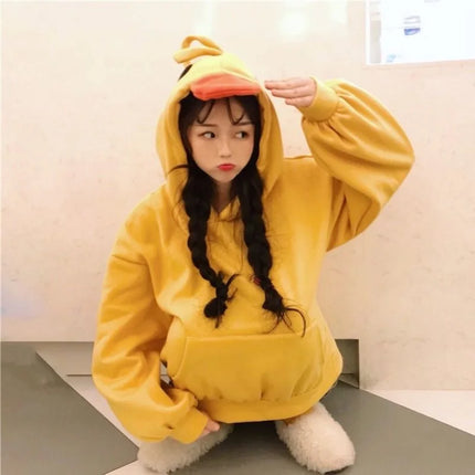 Deeptown Kawaii Duck Hoodies Women Long Sleeve Cute Tops Emo Clothes Korean 2023 Fashion Winter Yellow Casual Pullover Soft Girl