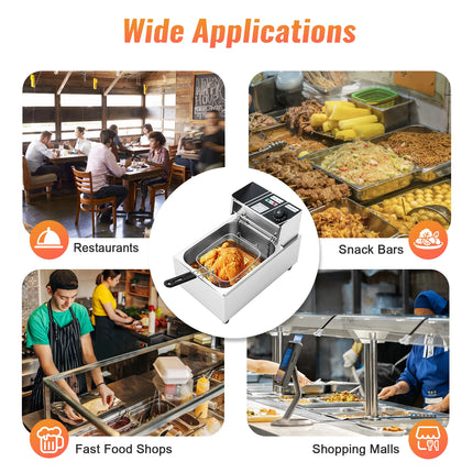EF-81 220V 2500W Euro Plug 6L Singolo Cilindro Forno per Alimenti Commerciale Friggitrice Per Fare Patatine Pollo Fritto Pollo