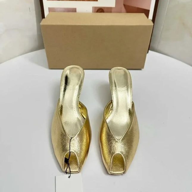 Sexy Gold High Heel Sandals for Woman Open Toe Slingback Stiletto Heels Party Shoes Wedding Evening Dress Sandals Ankle Strap PlatiNum