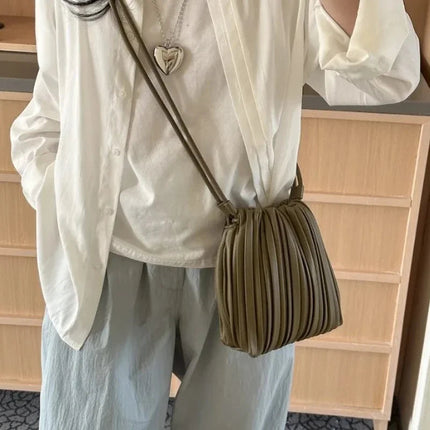 Summer Fashion New Crossbody Bag Women's PU Single Shoulder Mini Bag Luxury Versatile Pleated Casual Small Square Bag Handbags PlatiNum