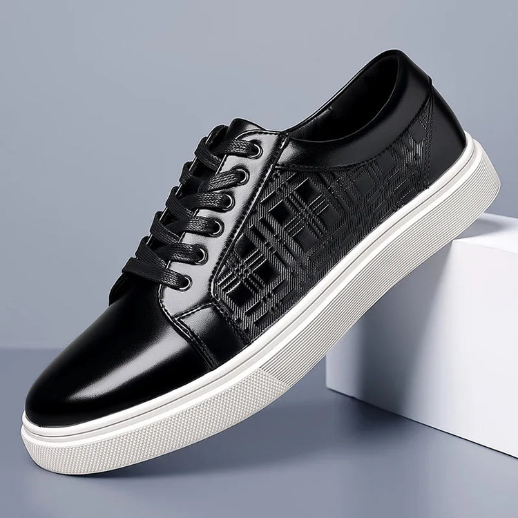 Daily Men's Luxury Brand Shoes Casual Blue Black Sneakers Shoes Man Lace-up Comfortable Leather Flat Shoes
