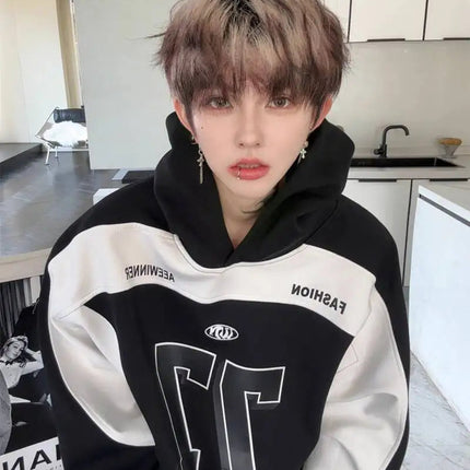 LUZHEN Street Wear Sports Two-piece Sets Men's Fashion Autumn 2025 New Color Contrast Splicing Loose Casual Pants Hoodies JY3686 PlatiNum