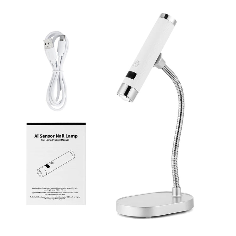 Rechargeable AI Sensor UV LED Nail Lamp Flexible Hose Dual Mode Touch Induction Desktop Handheld Gel Nail Lamp