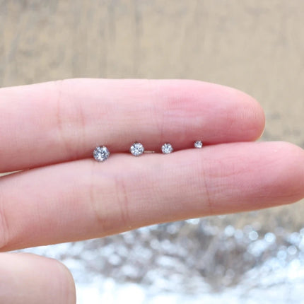 Super Mini 1.5MM 2MM zirconi in acciaio inox Push Back orecchini a bottone per uomo donna 2PC delicato Jewerlry platinumshop