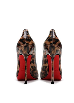 2025 New High Heels Women's Thin Heel French Sexy Leopard Pattern Internet Red Single Shoe 12CM Large Widening Thin Heel PlatiNum