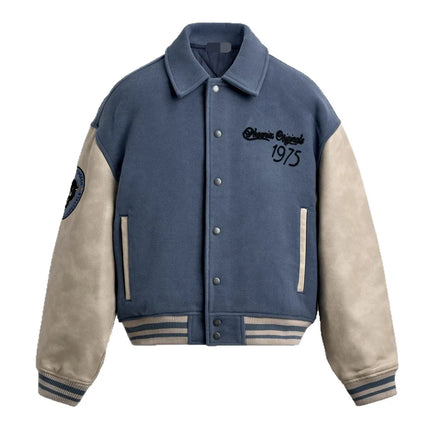 Men's Pilot Jacket Outerwear Collar Patchwork Cotton Blend Warmth Flap Closure Loose Fit Long Sleeve Winter Youth Fashion