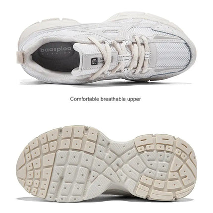 Baasploa Women Running Shoes Lightweight Breathable Sport Shoes Female Comfort White Casual Sneakers Height Increase Cushioning PlatiNum