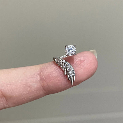 1pcs Silver Color Wing 316L Stainless Steel Ear Bone Nail for Women New Fashion Full of Rhinestone Earrings Accessories for Ear PlatiNum